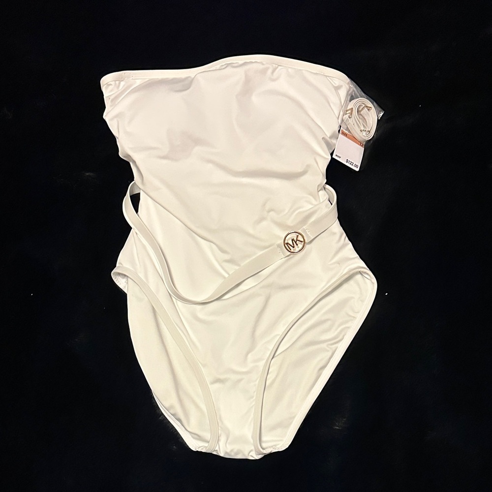 Michael Kors White One Piece Swimsuit NWT Sz 12